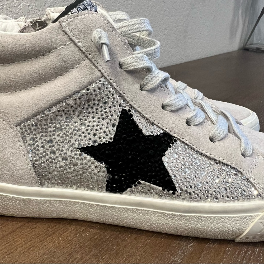 SOLD VINTAGE HAVANA Womens Rhinestone Hightop Sneakers Shoes Casual Grey - Picture 4 of 15